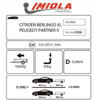 Hakpol - Citroen Berlingo LWD 4680 2008 ve Sonrası Çeki Demiri