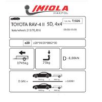 Hakpol -Toyota RAV-4 5 Kapılı, 4x4, tyres 15/70, R16 05/2000-11/2005 Arası Çeki Demiri