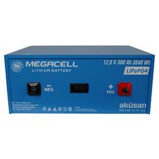 MEGACELL-LiFePO4 Metal Kasa 12,8V 300Ah Lityum Demir Fosfat Akü