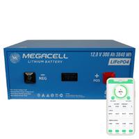 MEGACELL-LiFePO4 Metal Kasa Bluetooth 12,8V 300Ah Lityum Demir Fosfat Akü